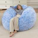 Bean Bag Covers Only, Fluffy Stuffed Beanbag Chair Covers No Filler, Washable Bean Bags Cover for Adults, Stuffed Animal Bean Bag Anti-Slip, 6FT, Blue