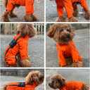 Lovelonglong Waterproof Dog Raincoat 4-Leg Full Body Dog Rain Suit with Reflective Strips & Leash Opening, Outdoor Dog Jacket for Rainy Weather L