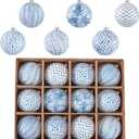 Vintage Christmas Ornaments Ball Set, 12 PCS Shatterproof Antique Traditional Christmas Tree Ornaments for Indoor Xmas Holiday Home Decor (Blue)