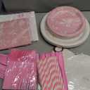 194 Pcs Pink Bow Party Decorations Coquette Birthday Decorations Bow Paper Plates Napkins Cups Forks Tablecloth Banner Bow Theme Tableware Serve 24