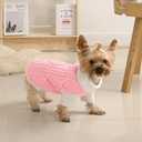 Lorehelina Dog Sweater for Small Dogs Argyle Cable Knit Turtleneck Pullover Winter Clothes for Boys Girls Stretch Chihuahua Yorkie Puppy Christmas Doggie Pet (XS, Pink)