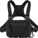 Tactical Chest Pack EDC Chest Bag 2L Utility Molle Chest Rig Pouch with CCW Compartment Adjustable Strap Outdoor (Black)