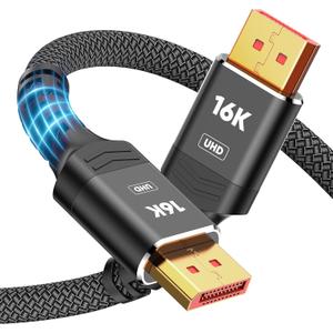Highwings Displayport Cable 2.1, 16K DP 2.0 Cable 3.3FT [16K@60Hz, 8K@120Hz, 4K@240Hz 165Hz 144Hz] Support 54Gbps, HDCP DSC 1.2a, HDR10 FreeSync G-Sync for 3090 Graphics PC (Black)