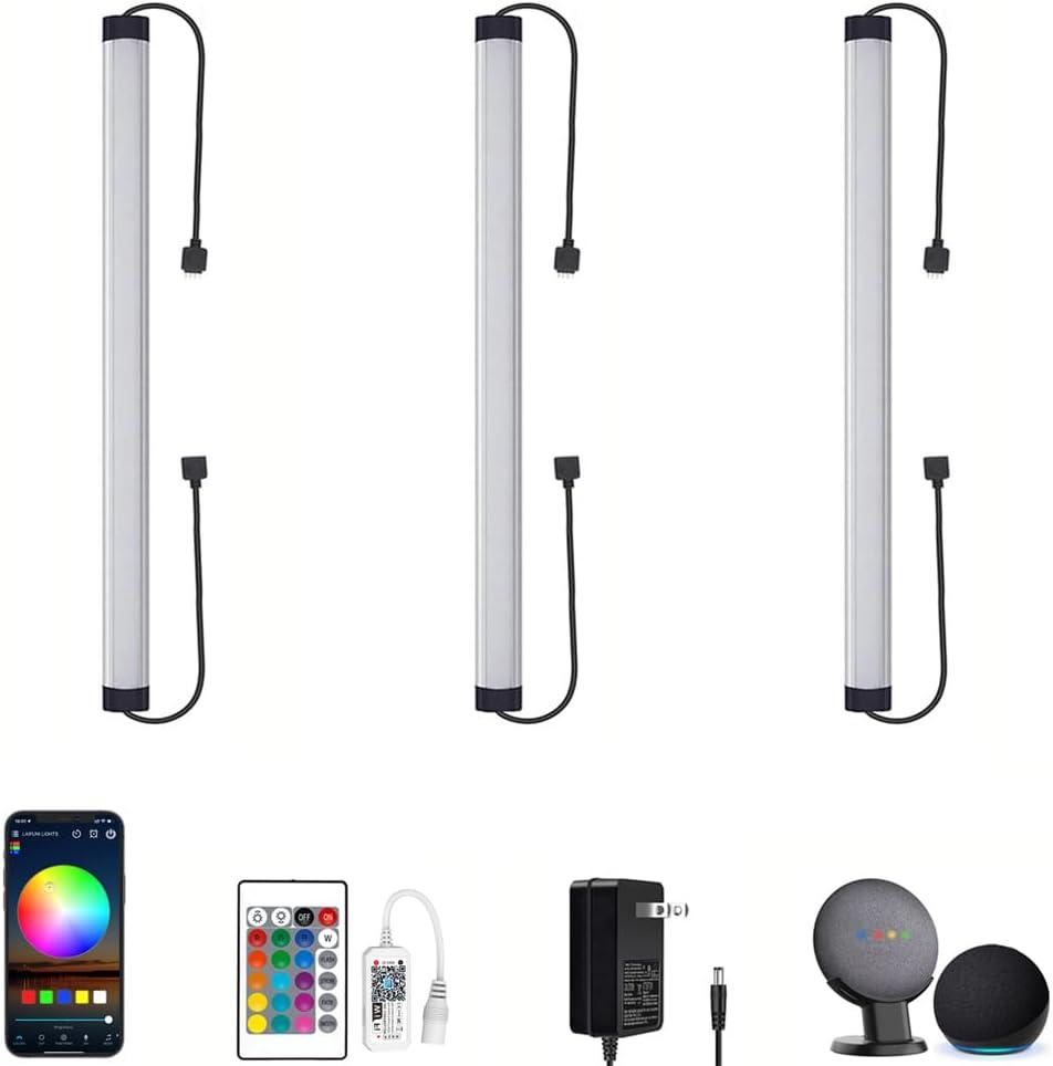 Under Cabinet LED Lighting, Dimmable Under Counter Lights, WiFi Smart Controlled,RGB,12 Inch, Multicolor Linkable Lamps with Remote Control, Compatible with Alexa Google Home (3 Pack)