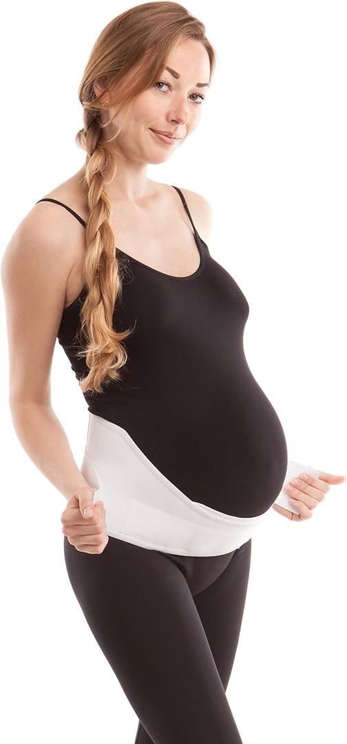 Gabrialla Made in USA Pregnancy Belly Band, Soft & Breathable Maternity Belly Band  Pregnancy Belt for Back, Pelvic & Waist (Large, White)
