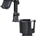 2 in 1 Cup Organizer Cup Holder Expander Cup Holder Adapter Multifunction Car Phone Holder Fit 5.4-7.2'' Phone Car Cup Phone Mount (Black)