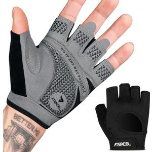ATERCEL Weight Lifting Gloves Full Palm Protection, Workout Gloves for Gym, Cycling, Exercise, Breathable, Super Lightweight for Mens and Women (Medium, Grey Black)