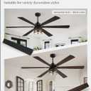 Fanbulous 65" Farmhouse Ceiling Fans with Lights and Remote,Industrial Large Ceiling Fan with 6-Speed Reversible DC Motor and 6 Dual Finish Blades,Black Ceiling Fan with Light for Living bedroom Patio