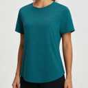 baleaf Women's Open Back Yoga Top Short Sleeve Shirt Blue XS (XS)