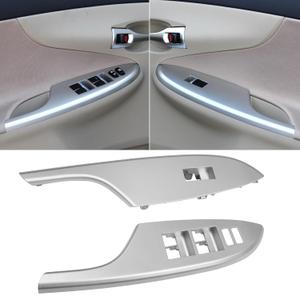 TTCR-II Compatible with Toyota Corolla Window Switch Bezel 2009-2013, 2 PCs for Toyota Corolla Front Power Master Window Switch Panel Trim Cover Replacement 2009-2013 (Silver)