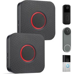 Smart Wireless Doorbell Chime for Google Nest, Blink, Ring Video Doorbell, No Wiring Needed, Easy Setup, 2-Pack