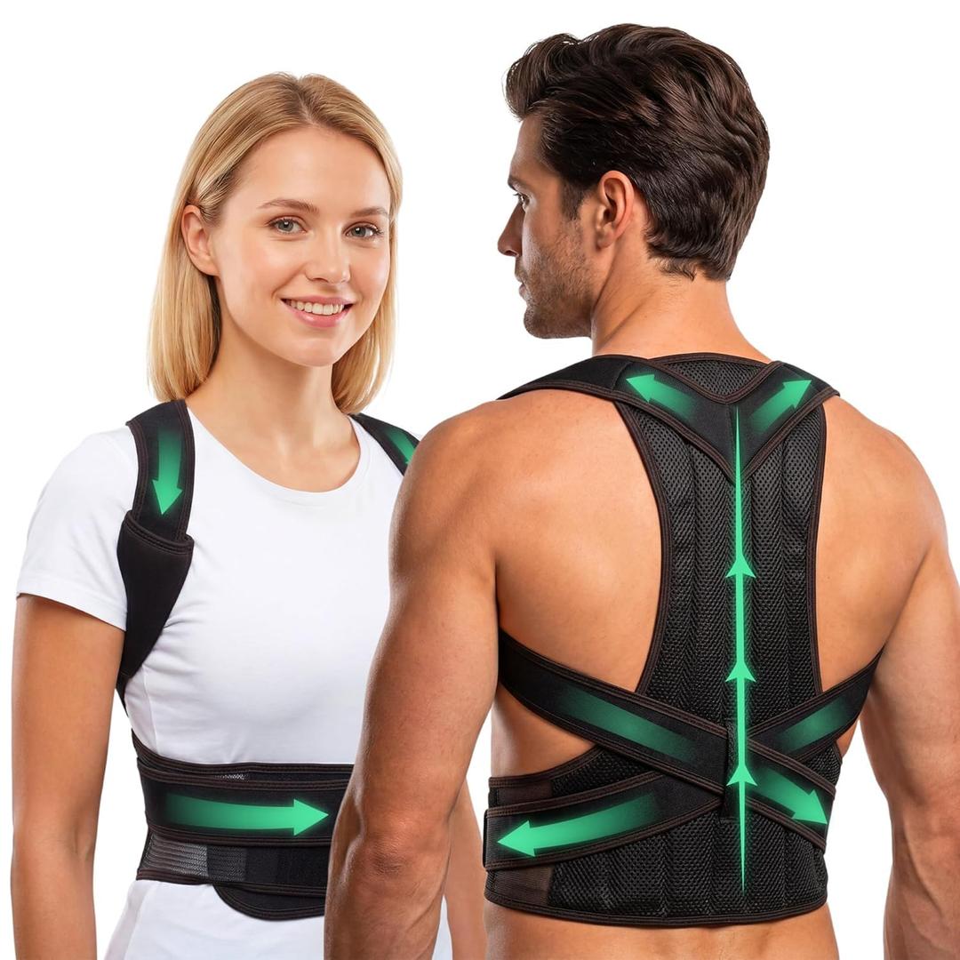 Adjustable Posture Corrector Back Brace for Men & Women – Upper Back & Shoulder Support Breathable Design with Removable Under-Arm Sweat Pads, Discreet Fit, X-Large