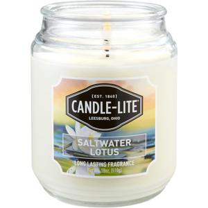 Candle-lite Scented Candles, Saltwater Lotus Fragrance, One 18 oz. Single-Wick Aromatherapy Candle with 110 Hours of Burn Time, White Color