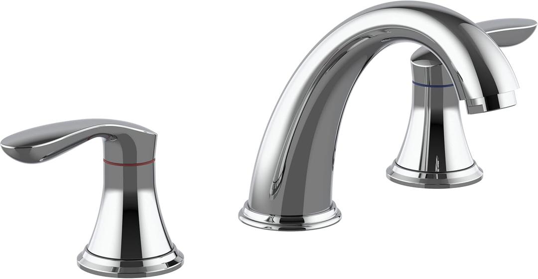 Bathroom Sink Faucet, Faucet for Bathroom Sink, Widespread Chrome Bathroom Faucet 3 Hole with Stainless Steel Pop Up Drain and cUPC Lead-Free Hose -  Chrome Color, 8 inch 1 pack