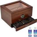 Cigar Humidor, Handcrafted Spanish Cedar Glass Top Humidor, Cigar Desktop Box Accurate Digital Hygrometer with 2 Humidor Solution(25-55 Cigars) by Jansfuren