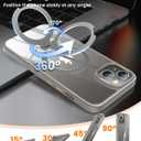 360 Rotatable Magnetic Stand for iPhone 13/14 Case Compatible with Mag-Safe 16FT Military Drop Protection, Anti-Scratch/Fingerprint iPhone 13/14 Phone Case(Clear-Grey)