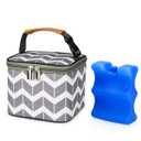 BreastMilk Cooler Bag with Ice Pack Fits 4 Large Baby Bottles Up to 5 Ounce, Baby Bottle Cooler Bag Great for Nursing Mom Daycare (Grey-Wave)
