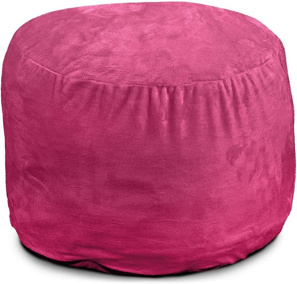 ULTIMATE SACK Bean Bag Chair Footstool Ottoman; Foam Filled Furniture, Machine Washable Covers, Double Stitched Durable Inner Liner, Multiple Colors & Fabrics. (Pink Fur)