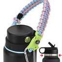 QeeCord 2.0 Paracord Handle for Hydroflask 2.0 Wide & Standard Mouth Water Bottles Strap Carrier with New Safety Ring Holder, 12oz - 64oz