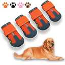 XSY&G Dog Boots,Waterproof Dog Shoes,Dog Booties with Reflective Rugged Anti-Slip Sole and Skid-Proof,Outdoor Dog Shoes for Medium to Large Dogs 4Pcs-Size6 (Size 6:2.9''x2.5'')(L*W) for 52-70 lbs, Orange)