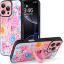 KANGHAR for iPhone 16 Pro Max Case Stand Summer Collage Coastal Full Body Rugged Shockproof Protection Glossy Protective Slim Case 6.9 Inch Pink