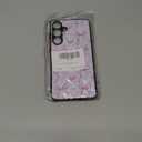 Compatible for Smasung Galaxy S25 PlusMagsafe Case, Aesthetic Pink Ribbons and Bows in Watercolor Print Art Thin Soft Black TPU +Tempered Mirror Protective Magnetic Case