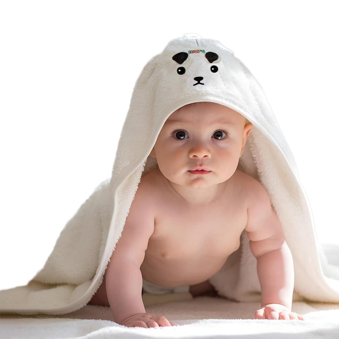 Ioly's Hooded Baby Bath Towels for Newborn Essentials 41" x 41" (Large) Kid Towel with Hood for Toddler Babies Infant Baby Towels with Hood Cosas para Bebes recien nacidos Baby Bath Items (White)