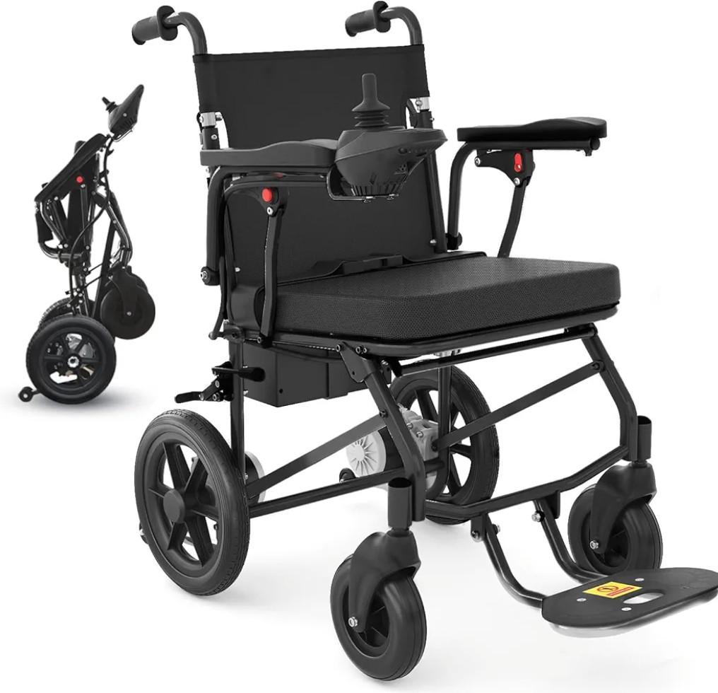 Lightweight Foldable Electric Wheelchair, Motorized Wheelchair for Adults, 500W Motor, Airplane Approved, Black