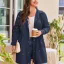 IN'VOLAND Plus Size Rain Jackets For Women Waterproof Rain Coats with Hood Lightweight Windbreaker Outdoor Trench Coat, Size 24 Plus