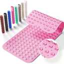 Non-Slip Bath Tub Mat, 39x16 Inch Extra Large Shower Mat with Drain Holes & Suction Cups, Machine Washable, Pink