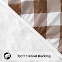 Smiry Round Picnic Tablecloth, Elastic Waterproof Fitted Vinyl Tablecloths for 36"-44" Tables, Flannel Backed Buffalo Plaid Table Cover for Dining, Camping, Outdoor, White and Brown