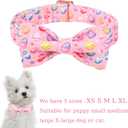 Easter Day Dog Collar with Bow, UP URARA PUP Easter Eggs Adjustable Pet Collar Bowtie with Metal Buckle, Colorful Eggs Cotton Dog Collars for Small Medium Large Dogs, M