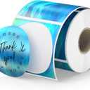 2" Holographic Thermal Sticker Labels, 500 Pcs Round Printable Thermal Waterproof Sticker Rainbow Glitter for Logo Design, Price/Name Tag, Barcode, DIY Custom, Ocean Dark Blue, 500 Labels/Roll