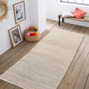 Chardin home Jute Rugs Collection- 2x5 Feet Jute Braids Rug, Boho, Rustic, Natural Jute/ Ivory, Hand Woven Long Runner Rug for Bedroom, Living Room, Kitchen and entryways