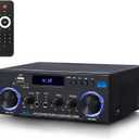 AK50 Stereo Amplifier Home Audio, Stereo Receivers 400W Home 2 Channel Bluetooth 5.0 Power Amplifier System, FM Radio, USB, SD Card, with Remote Control for Home Theater Speakers Studio, Karaoke