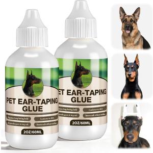 2 Pack Liquid Bonding Cement for Dogs (60ml Each), Pet Ear Taping Glue, Dog Ear Bonding Cement, Safe & Non Toxic Skin Adhesive for Pet Training, Waterproof, Easy Wash Off with Soap & Water