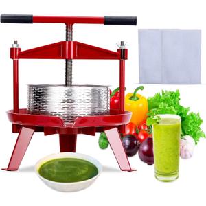 Stainless Steels Fruit Wine Press and Juice Maker, Ideal for Wine, Cider, Apple, Tincture, Vegetables, Honey, Olive Oil Features T-Handle, Stable Triangular Structure, 1.32 Gal/5L Capacity