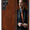 LOHASIC for Galaxy S25 Ultra Case, Classic Leather Vintage Texture Protective Bumper Cover for Men Women Compatible with Samsung Galaxy S25 Ultra 6.9 inch 2025 - Dark Brown