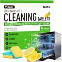 Dishwasher Cleaner and Deodorizer Tablets, Dishwasher Cleaning Tablets 24 Pack - Helps Remove Limescale & Odor, Prevents Buildup in Pipes, Safe for All Dishwashers, Lemon Scent - 12 Month Supply