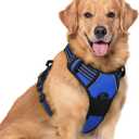 rabbitgoo Dog Harness No Pull with 2 Leash Clips, Adjustable Soft Padded, Reflective Oxford No Choke Pet Vest with Easy Control Handle for Large Dogs, Dazzling Blue, XL