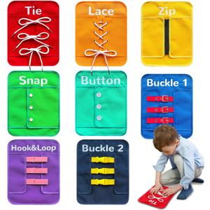 Montessori Fine Motor Toys for Toddlers, Basic Life Skills Early Learning Sensory Toys for 2 3 4 5 Year Old Xmas Gifts, Learn to Dress Preschool Homeschool Kindergarten Must Haves