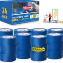 XFasten Blue Painters Tape 3 Inch Wide x 180 Feet Bulk (24-Pack, 4320ft Total) Wall Safe UV-Resistant Blue Masking Tape 3 Inch Wide for Indoor and Outdoor Walls, Painting, Wood, Automotive