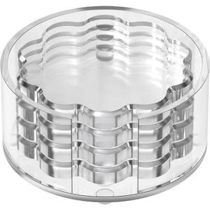 Scalloped Acrylic Drink Coaster Set 4Pack with Circular Holder  Clear Transparent Minimalist Coasters, NonSlip Table Protector, Modern Housewarming Gift