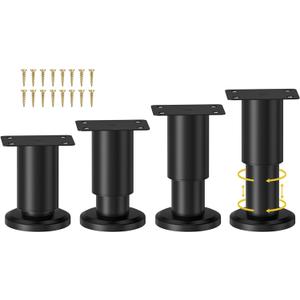 Wlrrcwdttc 4 Pcs Metal Adjustable Furniture Legs 3.15-4.72 inch, Adjustable Cabinet Legs for Sofa/Bed/Chair/Couch/Dresser/Table, Heavy Duty Bed Replacement Support Legs for Bed Frame/Bed Center Slat