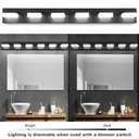 GOODATE 3 Colors Dimmable Bathroom Light Fixtures Over Mirror, LED Black Vanity Lights, Acrylic Stainless Steel 6 Light Bathroom Vanity Light Fixtures, Adjustable 3000K/4000K/6000K, 360° Rotate