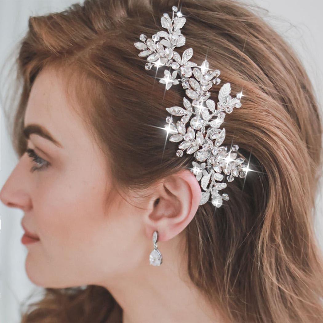 JAKAWIN Wedding Hair Accessories Rhinestone Hair Combs Silver Bridal Hair Clip for Women