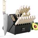 NANFANG BROTHERS Knife Sets Pieces for Kitchen with Block, Damascus Kitchen Knife Set with Block, ABS Ergonomic Handle for Chef Knife Set and Kitchen Shear(Black)