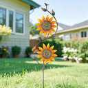 Sunflower Wind Spinners Yard Decoration Outdoor - Windmill Wind Sculptures & Spinners Metal Yard Art Pinwheels for Garden Patio Lawn Decor