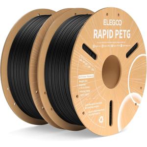 ELEGOO Rapid PETG Filament 1.75mm Black 2KG, High Speed 30-600mm/s 3D Printer Filament Dimensional Accuracy +/- 0.02 mm, 1kg Cardboard Spool(2.2lbs) Fits for Most FDM 3D Printers