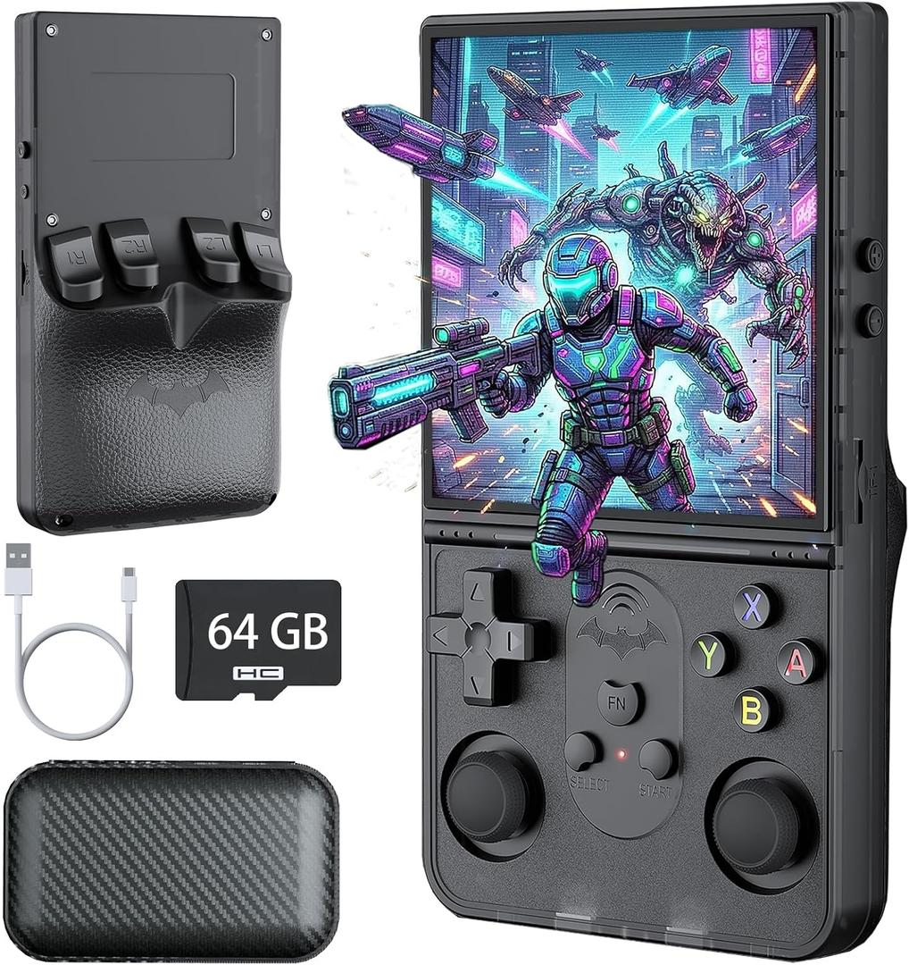 Upgrade S600 Retro Gaming Console, Anti-Slip Texture‌ Retro Handheld Game Console, 4.0 Inch 720x720 IPS Screen and 18,000+ Classic Games Retro Game Console for Gaming/Playdate/Party/Gift, Black 64G